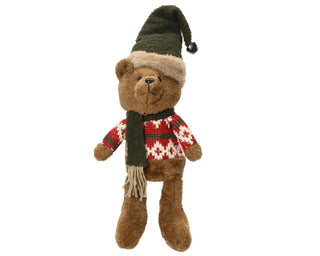 Soft Bear with Knitted Jumper and Green Hat Ornament