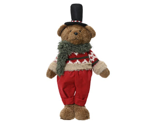 Standing Bear with Red Trosuers and Christmas Jumper Ornament