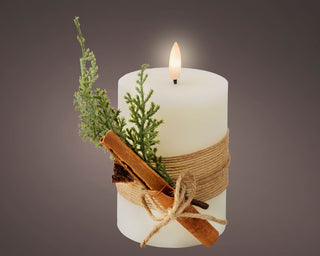LED Cream Single Flame Candle with Foilage