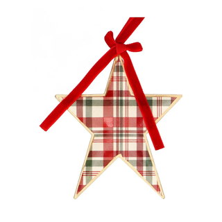 Star Woodland Plaid Tin Tree Decoration
