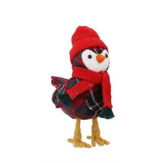 Fabric Bird with Red Hat Ornament