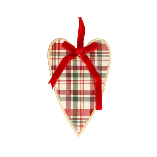 Heart Woodland Plaid Tin Tree Decoration