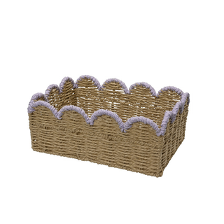 Woven Scallop Edge Lilac Rectangle Storage Basket