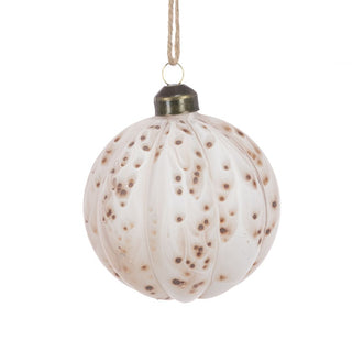 Glass Cream with Brown Anthea Bauble 8cm
