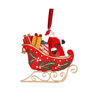 Nostalgia Red Sleigh with Santa Tree Decoration