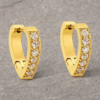Tarnish Resistant Gold Heart Shaped Zirconia Huggies