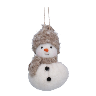 Snowman With Natural Hat & Scarf Tree Decoration