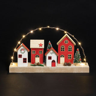 Wooden LED House Scene 33cm