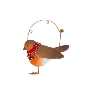Robin with Red Scarf Tree Decoration