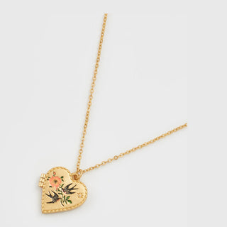Swallow Heart Locket Chain Necklace