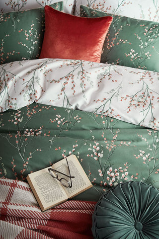 Pussy Willow Fern Green Super King Duvet Cover Set