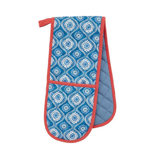 Achill Double Oven Glove Blue/Red