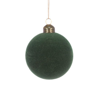 Glass Velvet Green Bauble 8cm