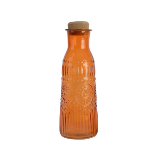 Water Carafe Orange Glass with Cork Stop