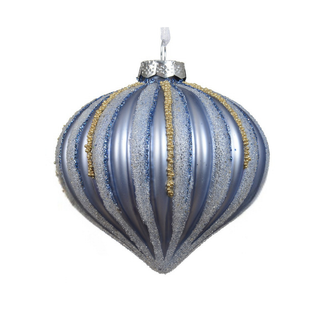 Sky Blue Frosted Glitter & Gold Beads Lined Onion