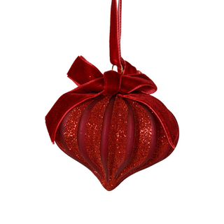 Red Glitter Stripe with Velvet Bow Onion