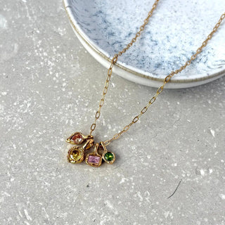 Tarnish Resistant Multi Colour Zirconia Cluster Necklace