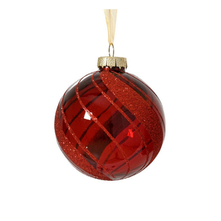 Transparent Oxblood Swirled Red Glitter Bauble