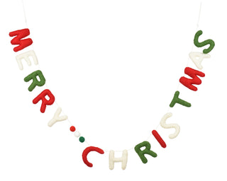 Merry Christmas Text Wool Garland 