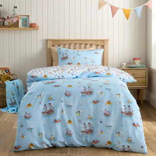 Pirate Single Duvet Cover Set Blue