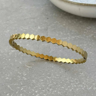 Tarnish Resistant Hexagonal Hinged Bangle