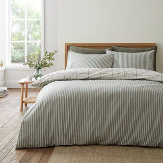Brushed Regal Check Single Duvet Set Green