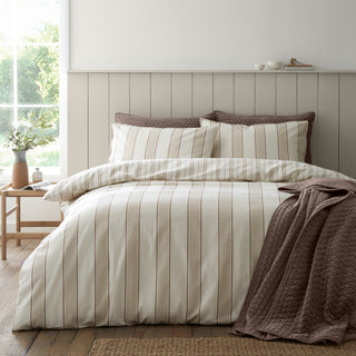 Brushed Regal Stripe Double Duvet Set Natural