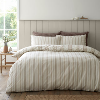 Brushed Regal Stripe Double Duvet Set Natural