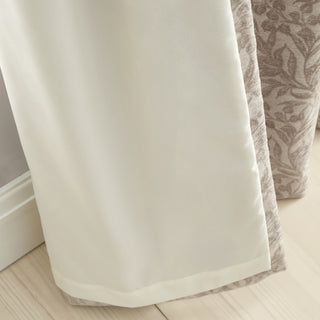 Natural Chenille Leaves Lined Eyelet Curtains 66" x 72"