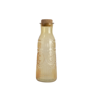 Water Carafe Yellow Glass with Cork Stop