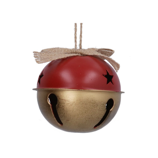 Gold with Red Metal Sleigh Bell Tree Decoration