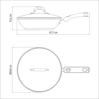 Stainless Steel Wok with Glass Lid 28cm (3.3l)