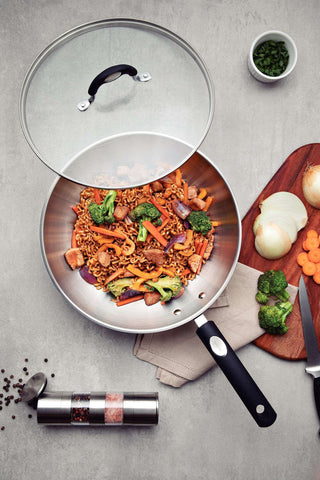 Stainless Steel Wok with Glass Lid 28cm (3.3l)