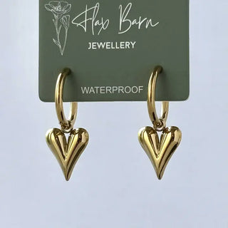 Tarnish Resistant Gold Puffed Heart Drop Huggies