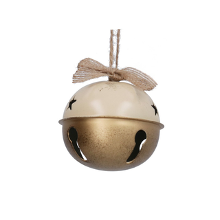 Gold with Cream Metal Sleigh Bell Tree Decoration