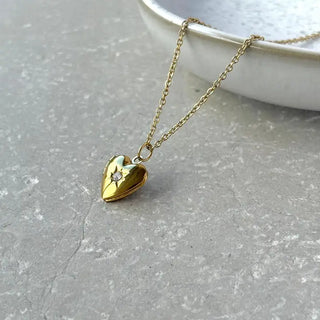 Tarnish Resistant Zirconia Heart Locket Necklace