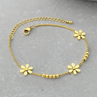 Tarnish Resistant Flower Bead Bracelet