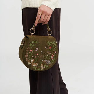 Charlotte Meadow Scene Embroidered Saddle Bag