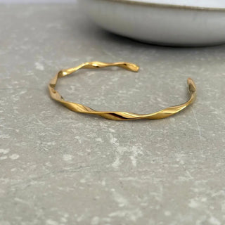 Tarnish Resistant Twisted Open Bangle