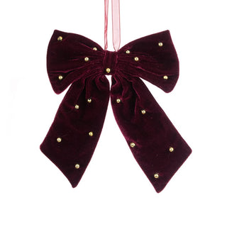 Burgundy Velvet Bow With Beads
