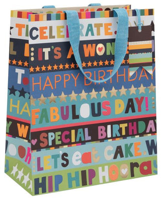 Birthday Stripe Blues Large Bag