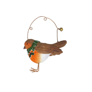 Robin with Green Scarf Tree Decoration