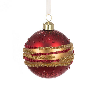 Glass Clara Red & Gold Bauble 8cm