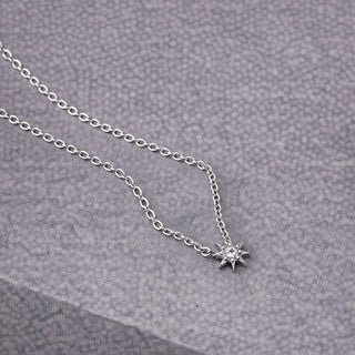 Tarnish Resistant Star Zirconia Silver Necklace
