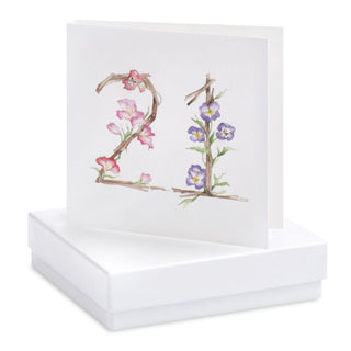 Boxed Floral 21st Earring Card