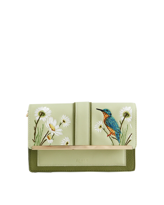 Embroidered Kingfisher Cross Body Bag