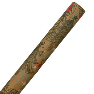 Sketch Christmas Trees & Poinsettia Wrapping Paper 2m