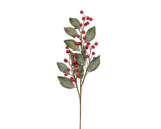 Red Berries with Leaves Twiggy Spray