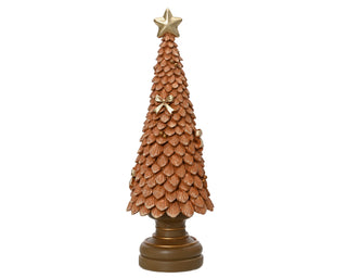 Caramel Brown Glitter Tree with Bows Ornament