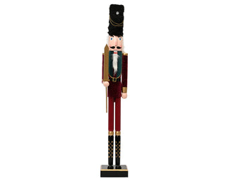 Red Velvet with Glitter Spots Nutcracker Holding Sword 76cm